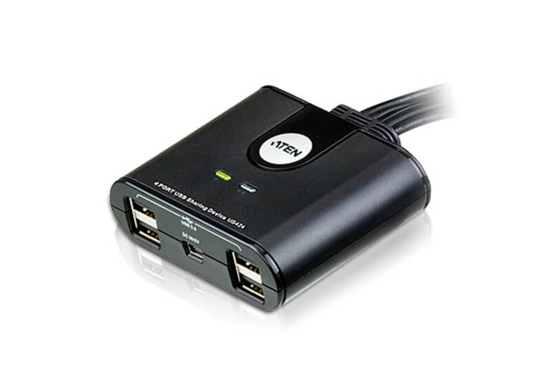 מתג 4 יציאות חיבור USB2.0 בצבע שחור ATEN US424