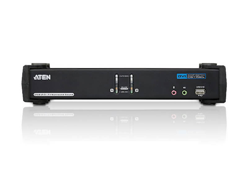 מתג אודיו KVMP כולל 2 יציאות USB DVI כפול קישור CH7.1 בצבע שחור ATEN CS1782A (1)