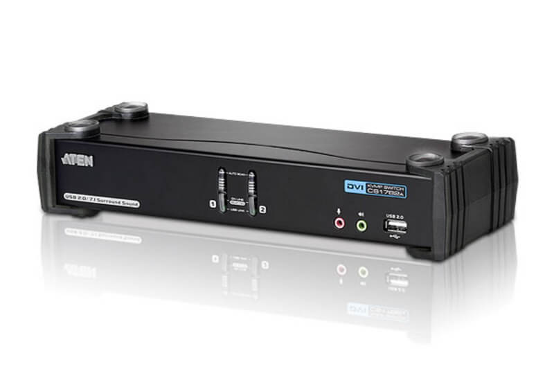 מתג אודיו KVMP כולל 2 יציאות USB DVI כפול קישור CH7.1 בצבע שחור ATEN CS1782A (2)