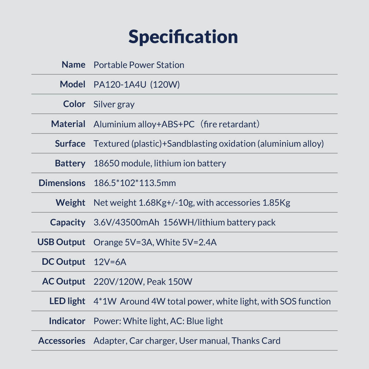 תחנת כח ניידת 120W לטעינת מחשב נייד ORICO PA120-1A4U AC 220V 120W 43500mAh 