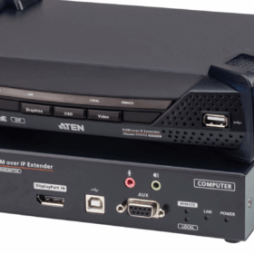 מאריך DisplayPort תצוגה יחידה KVM מעל IP עם PoE ברזולוצייה 4K עד 10 קמ ATEN KE9952 (1)