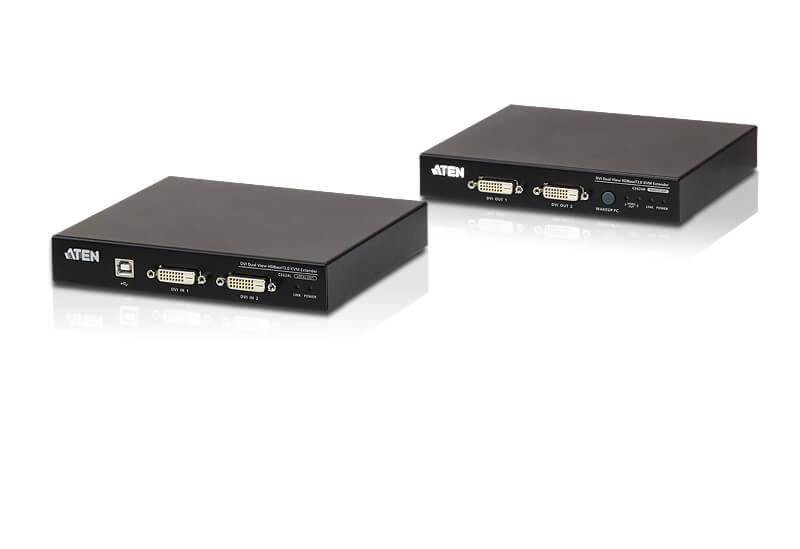 מאריך USB DVI Dual View HDBaseT 2.0 KVM אורך 100 מטר בצבע שחור ATEN CE624 (3)