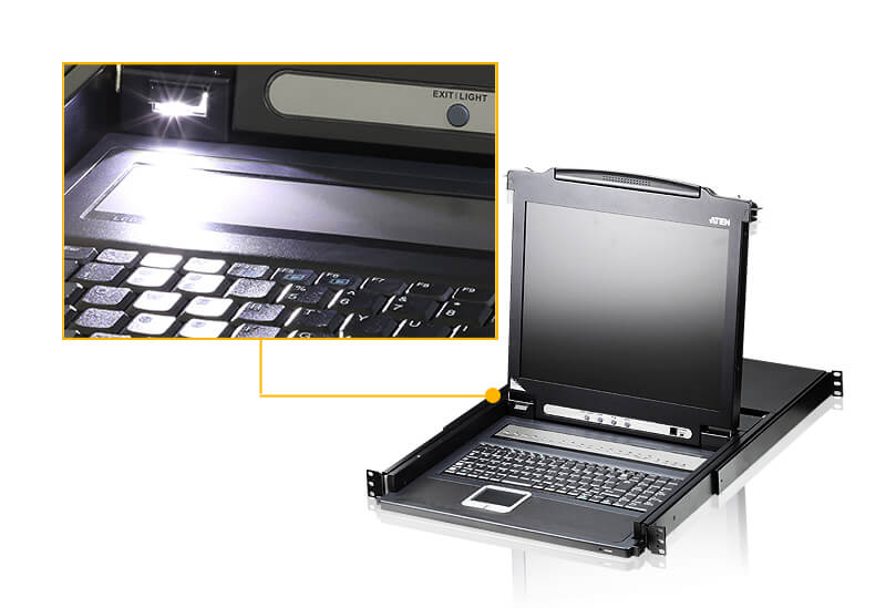 מסוף LCD כפול 17 אינץ' כולל 16 חיבורים ATEN CL1016M (2)