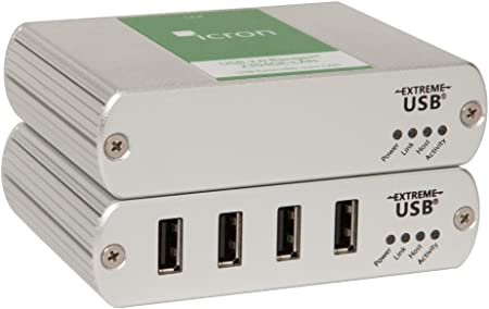 מערכת הארכת LAN 2.0 Ethernet USB עם 4 יציאות Icron Ranger 2304GE-LAN