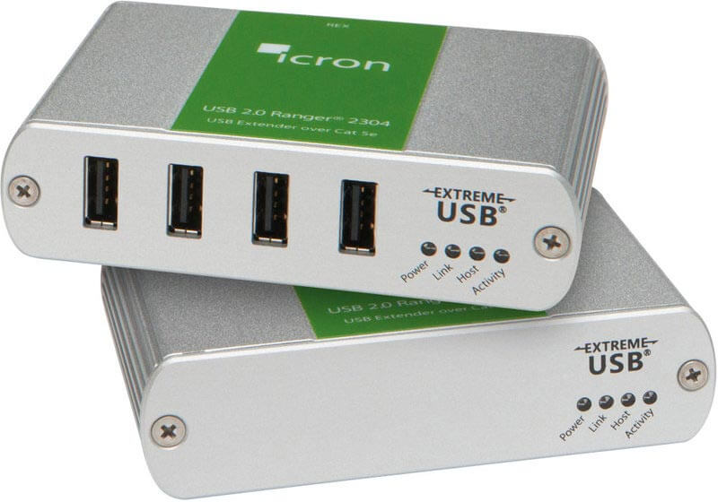 מערכת הארכת USB 2.0 עם 4 יציאות CAT 5e67 עד 100 מטר Icron Ranger 2304