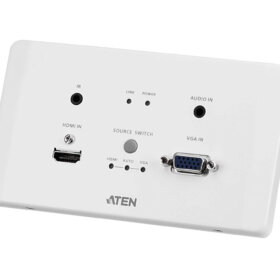 משדר HDMI & VGA HDBaseT עם לוח קיר לאיחוד האירופי PoH HDBaseT Class A ברזולוצייה 4K עד 100 מטר ATEN VE2812AEUT (1)