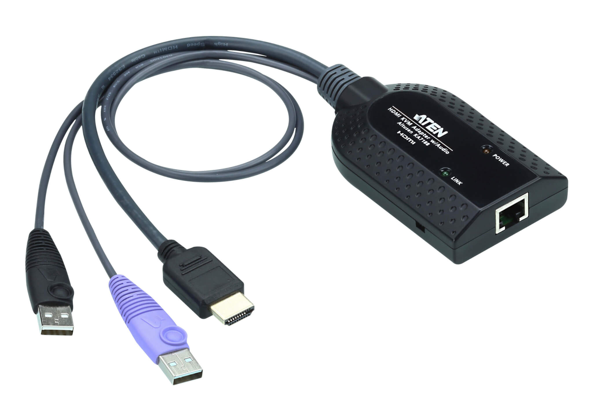 מתאם KVM USB HDMI וירטואלי (תמיכה בקורא כרטיסים חכמים ובהטמעת אודיו) ATEN KA7188