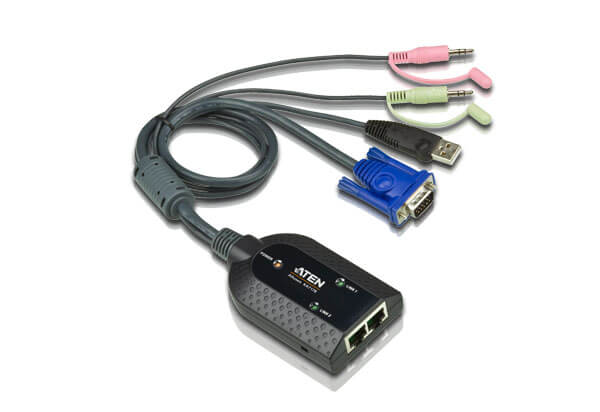 מתאם KVM USB VGAאודיו מדיה וירטואלית עם פלט כפול ATEN KA7178