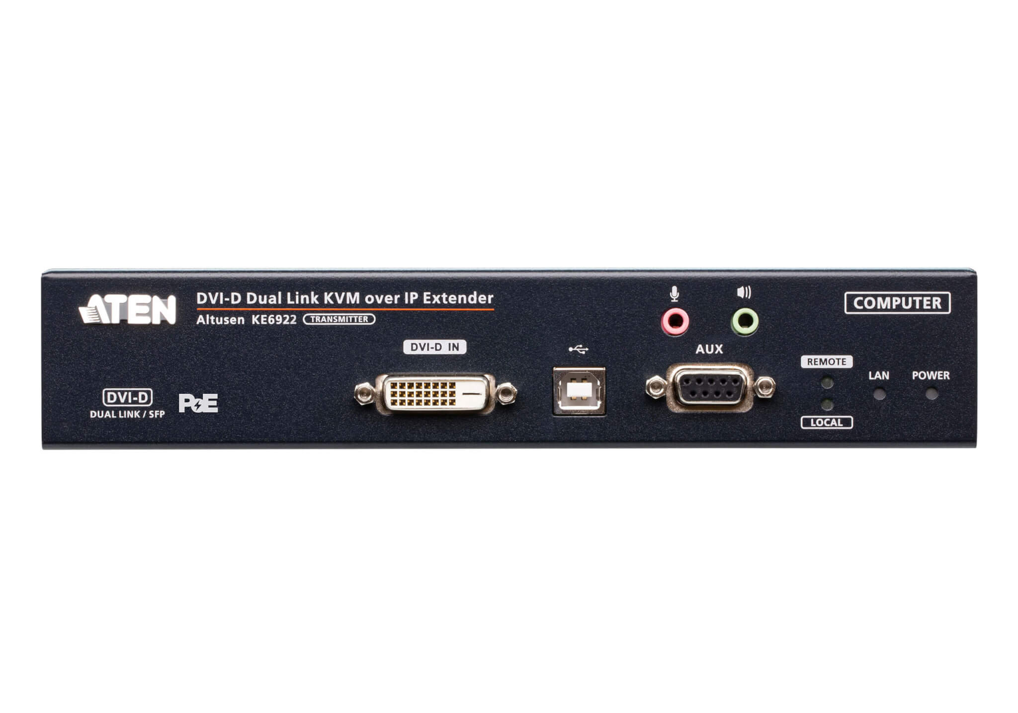 מתג 2 DVI-D Dual-Link KVM מעל IP עם SFP כפול ו- PoE ברזלוציה 2K חיבור אוטומטית למשדר ATEN KE6922T (1)