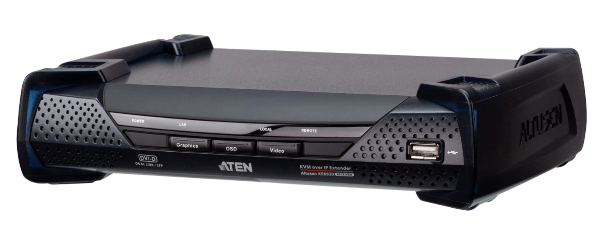 מתג 2 DVI-D Dual-Link KVM מעל IP עם SFP כפול ו- PoE ברזלוציה 2K חיבור אוטומטית למשדר ATEN KE6922T (2)