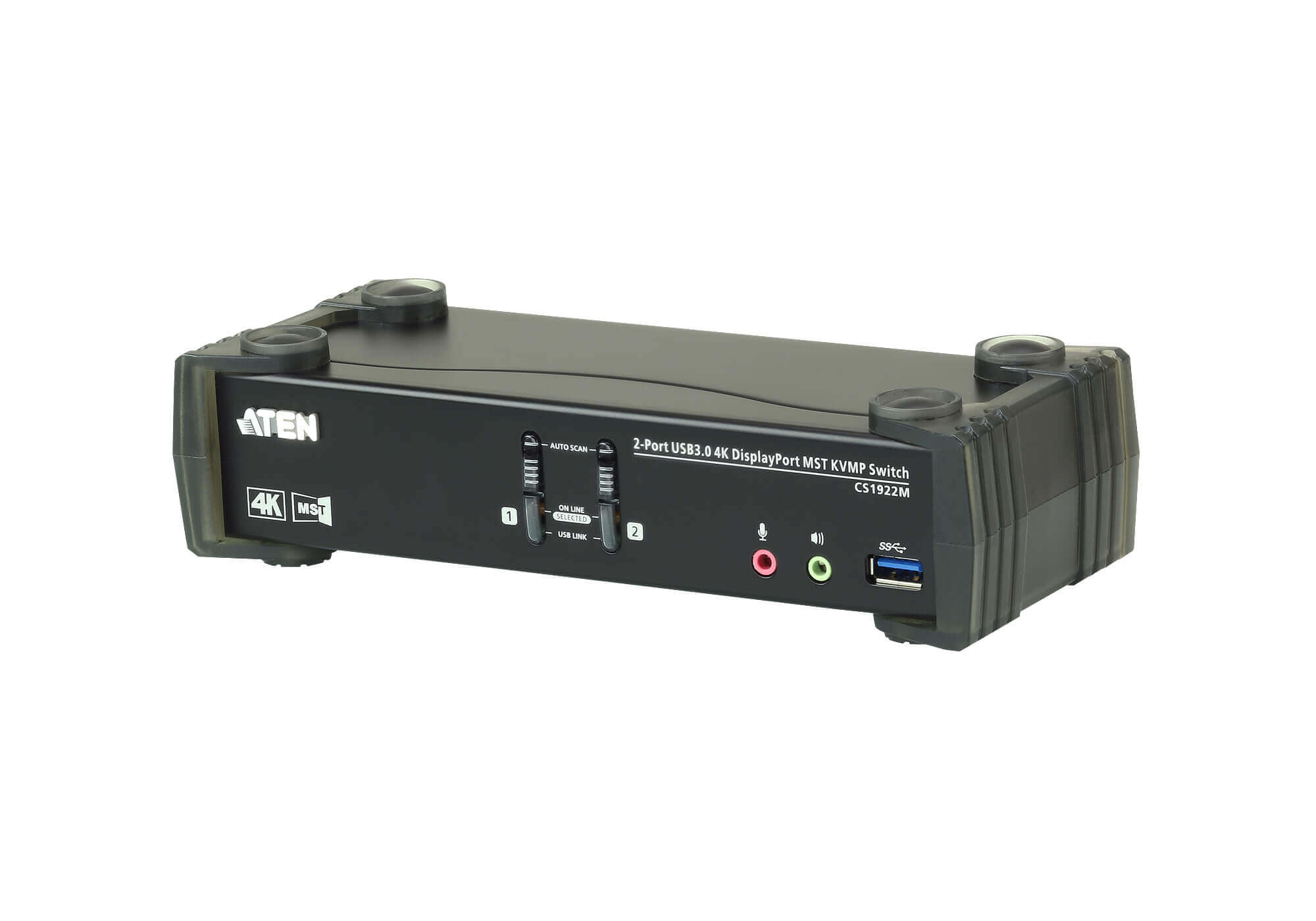 מתג 2 יציאות USB 3.0 4K DisplayPort MST KVMP כבלים כלולים ATEN CS1922M (4)