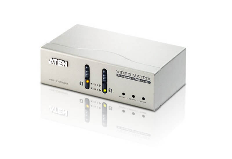 מתג 2X2 מטריקס חיבור VGAואודיו עד 30 מטר ATEN VS0202 (2)