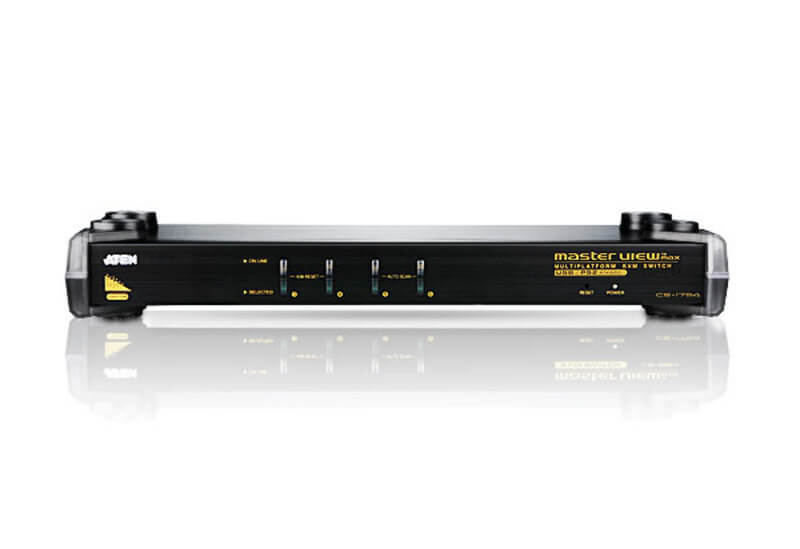 מתג 4 יציאות PS2-USB VGAאודיו KVM עד 3 רמות - מספק עד 64 קונסולת מחשבים ATEN CS1754 (1)