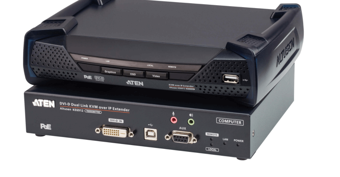 מתג DVI-D Dual Link KVM over IP Extender עם PoE ברזולוציה 2K מעבר מהיר באופן אוטומטי ATEN KE6912 (1)