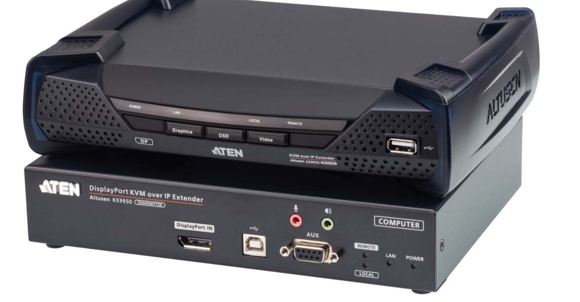 מתג DisplayPort תצוגה בודדת KVM מעל IP Extender ברזולוציה 4K עד 10 קמ ATEN KE9950 (1)