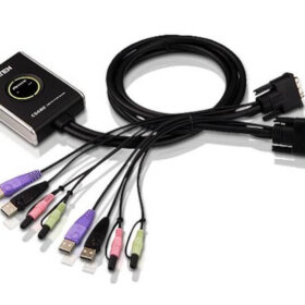 מתג KVM USB עם שני יציאות USBAUX עם בורר יציאות מרחוק ATEN CS682