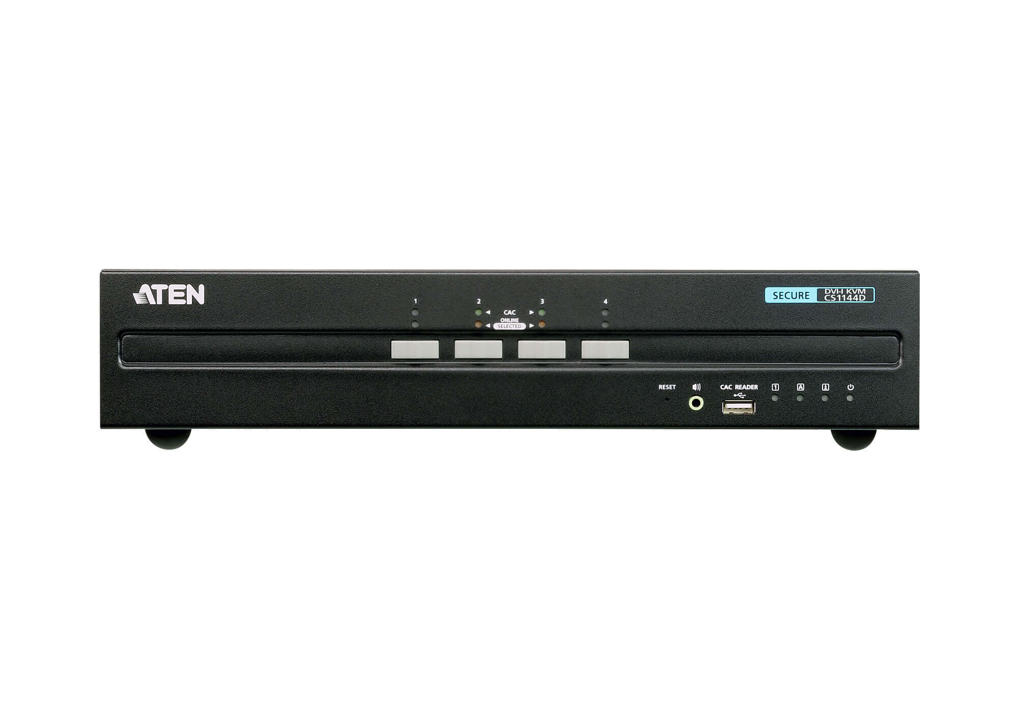 מתג KVM מאובטח מסוג KVM מאובטח עם 4 יציאות USB DVI (תואם PSS PP v3.0) תואם דרישות אבטחה ATEN CS1144D (1)