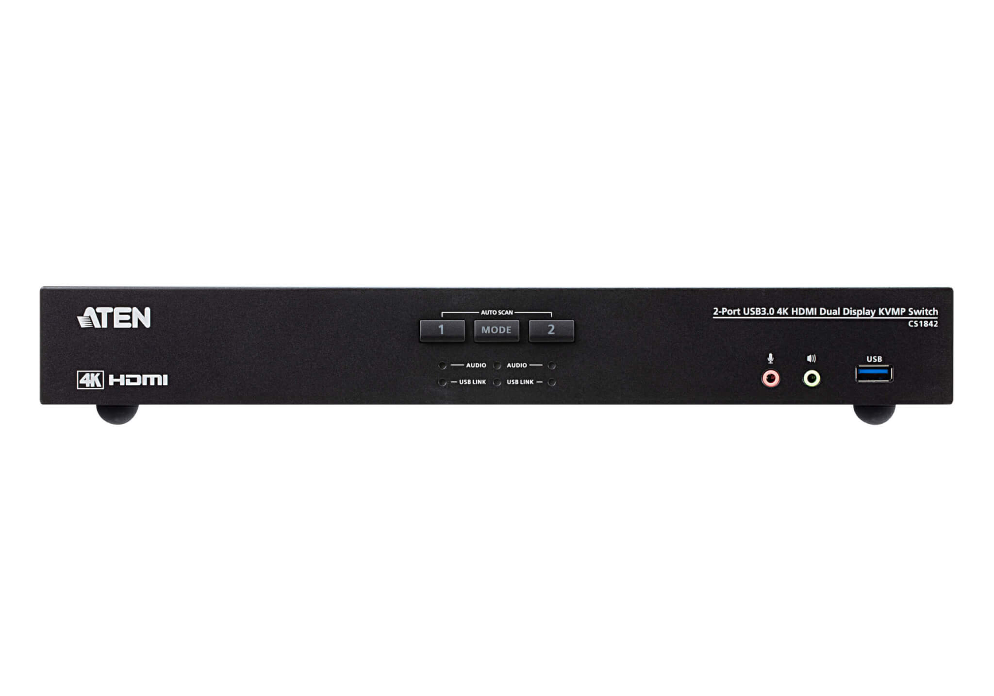 מתג KVMP כפול HDMI עם 2 יציאות USB 3.0 4K HDMI בצבע שחור ATEN CS1842 (1)