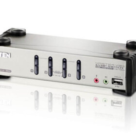 מתג PS2-USB VGAאודיו KVMP בעל 4 יציאות עם OSD בצבע אפור ATEN CS1734B (2)