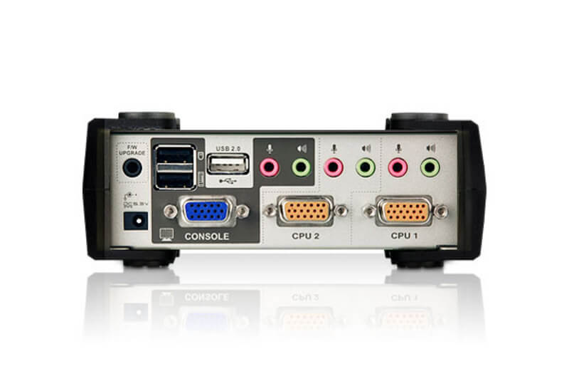 מתג בעל 2 יציאות PS2-USB VGAאודיו KVMP עם OSD בצבע אפור ATEN CS1732B (1)