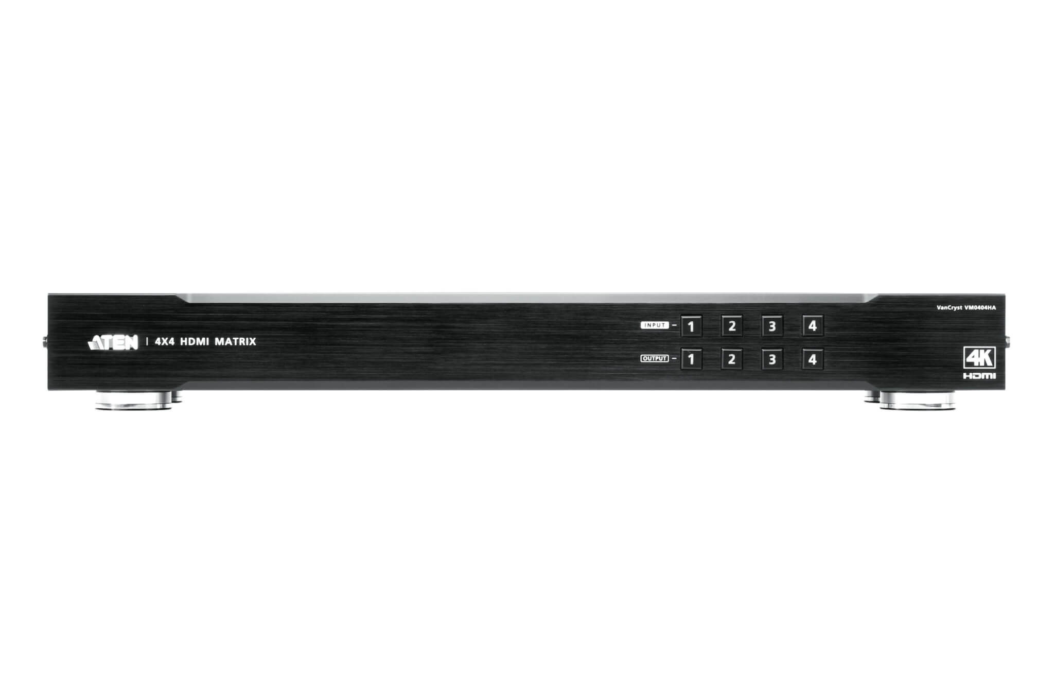 מתג מטריקס 4 חיבורי HDMI ברזולוצייה 4K כולל ניהול מערכת באמצעות לחצנים ATEN VM0404HA (1)