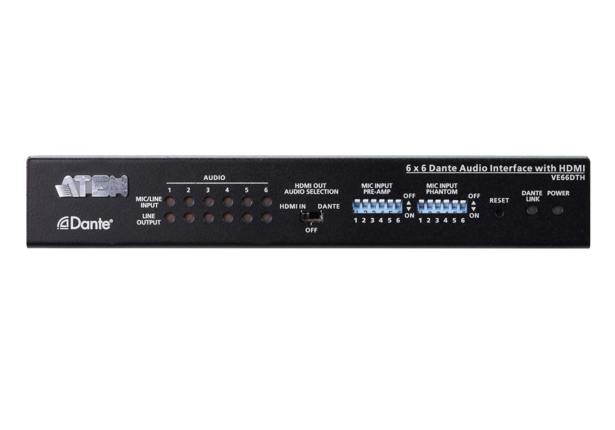 מתג ממשק שמע 6X6 Dante עם HDMI עד 6 ערוצים מרשת ATEN VE66DTH (2)