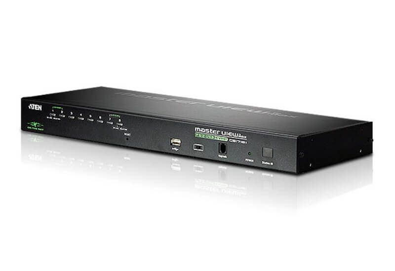 מתג מקומימרחוק IP גישהשיתוף PS2-USB VGA KVM הכולל 8 יציאות בצבע שחור ATEN CS1708i (2)