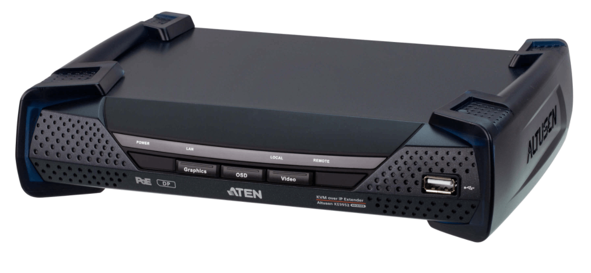 מתג מקלט KVM מסוג DisplayPort יחיד KVM over IP עם PoE תומך ברזולוציות וידאו ATEN KE9952R (1)