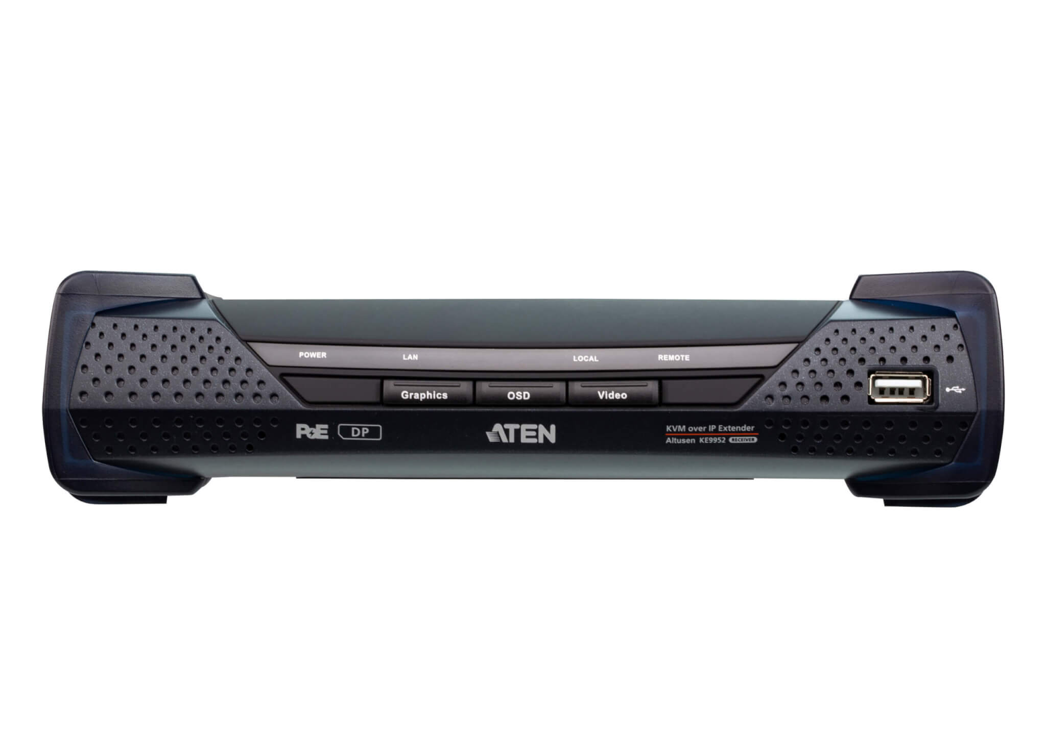 מתג מקלט KVM מסוג DisplayPort יחיד KVM over IP עם PoE תומך ברזולוציות וידאו ATEN KE9952R (2)