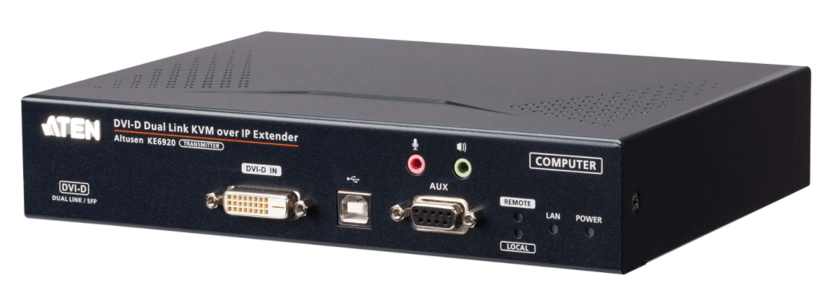 מתג משדר DVI-D Dual-Link KVM מעל IP עם SFP כפול ברזולוצייה 2K חיבור אוטומטית למשדר ATEN KE6920T (1)