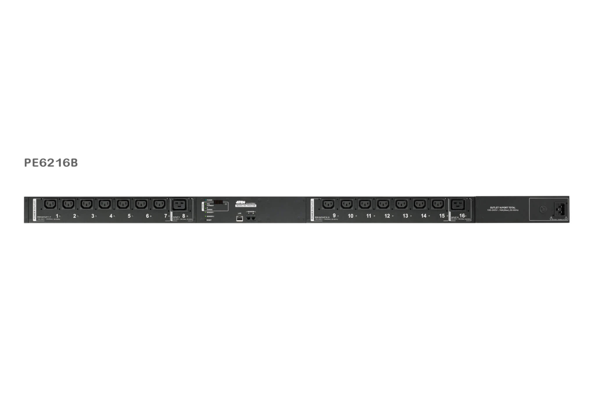 פס שקעים מקצועי PDU אקולוגי עם שליטה מרחוק בשקע 20A/16A 16-Outlet ATEN | PE6216 – תמונה 3
