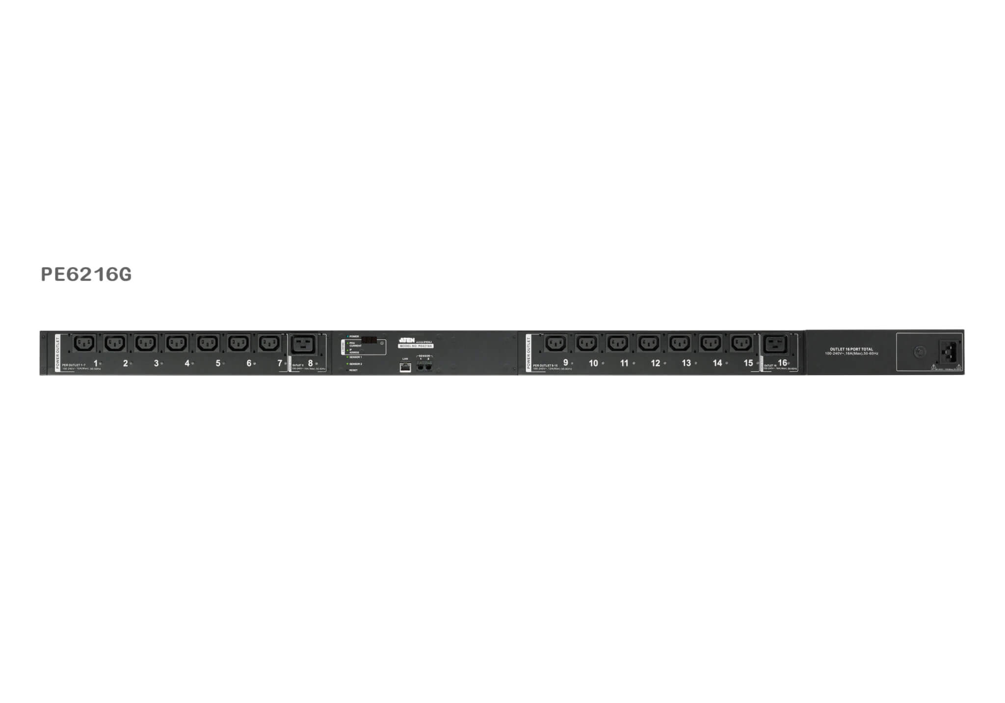 פס שקעים מקצועי PDU אקולוגי עם שליטה מרחוק בשקע 20A/16A 16-Outlet ATEN | PE6216 – תמונה 2