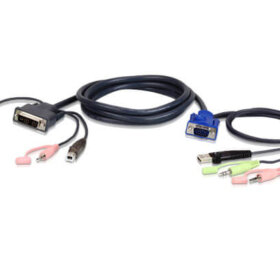 כבל USB VGA ל- DVI-A KVM עם אודיו באורך 1.8 מטר ATEN 2L-7DX2U