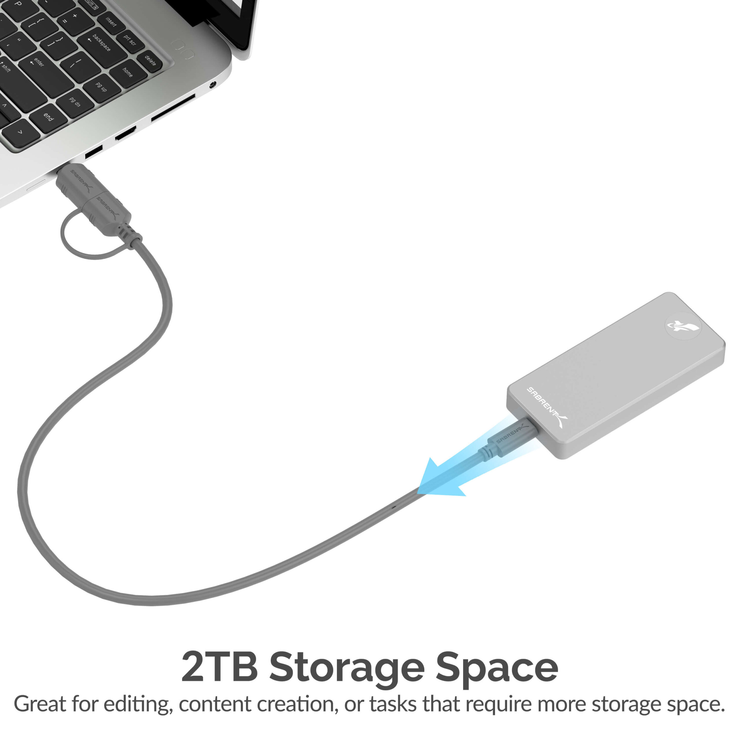 כונן חיצוני SSD בנפח 2TB במהירויות גבוהות Sabrent SB-2TB-PRO USB 3.2 External Aluminum SSD (3)