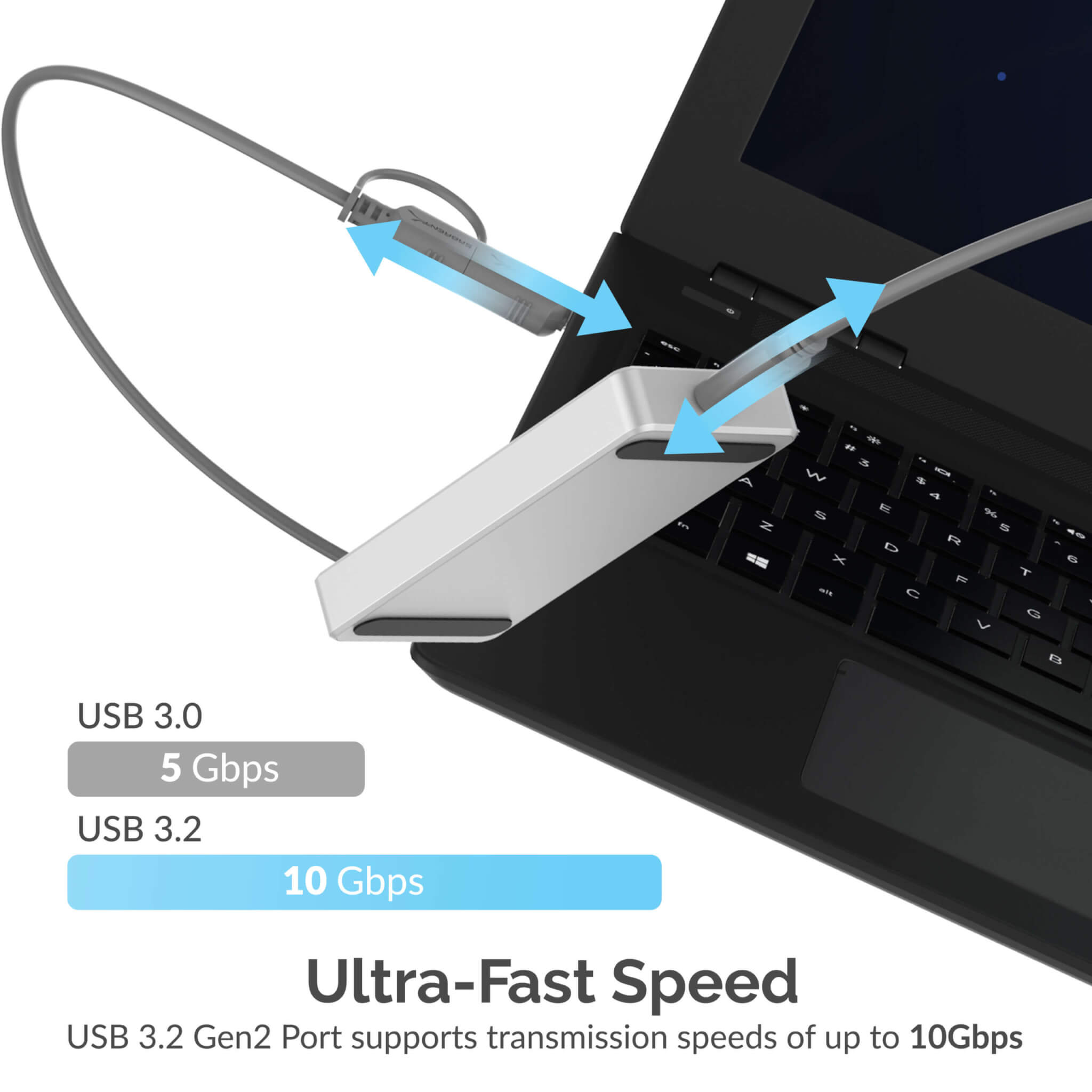 כונן חיצוני SSD בנפח 2TB במהירויות גבוהות Sabrent SB-2TB-PRO USB 3.2 External Aluminum SSD (4)