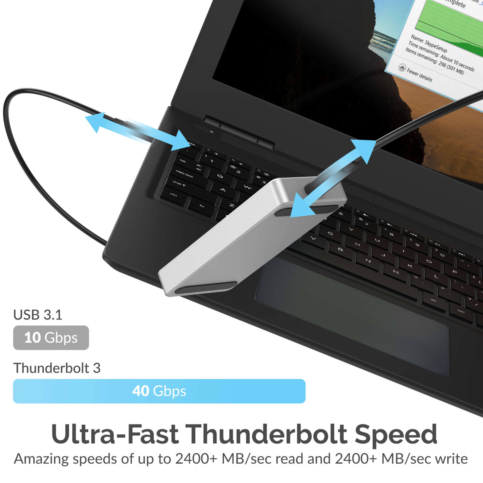 כונן חיצוני SSD בנפח 2TB במהירויות גבוהות Sabrent SB-XTRM-2TB XTRM 2TB Thunderbolt 3 SSD (2)
