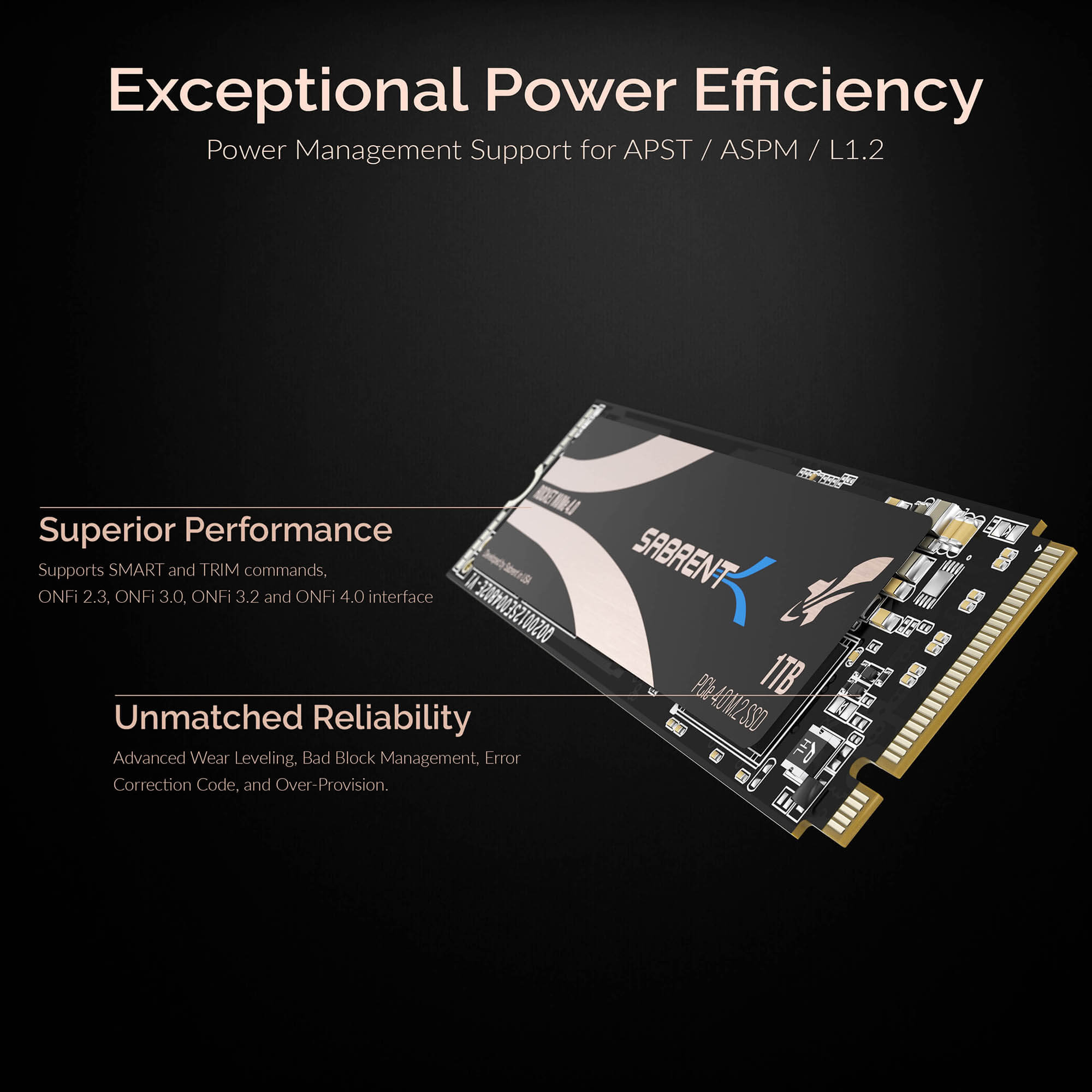 כונן פנימי SSD בנפח 1TB במהירויות גבוהות Sabrent SB-ROCKET-NVMe4-1TB Nvme PCIe 4.0 M.2 2280 (4)