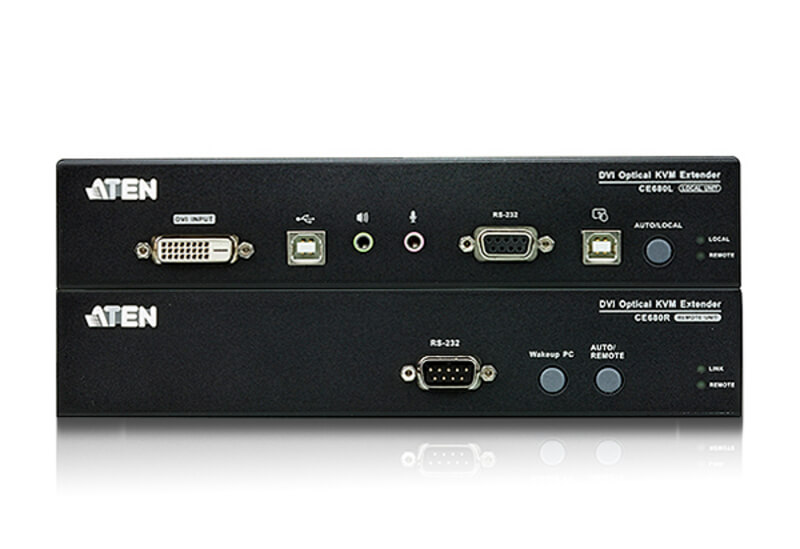 מאריך USB DVI אופטי KVM ברזולוציה 1920X1200 עד 20 קמ ATEN CE690 (1)