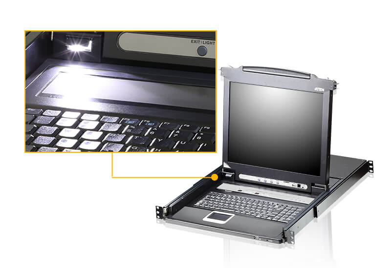 מתג 16 יציאות Slideaway ™LCD אחת KVM בגודל 17 אינץ' עד 16 מחשבים ATEN CL5716M (2)