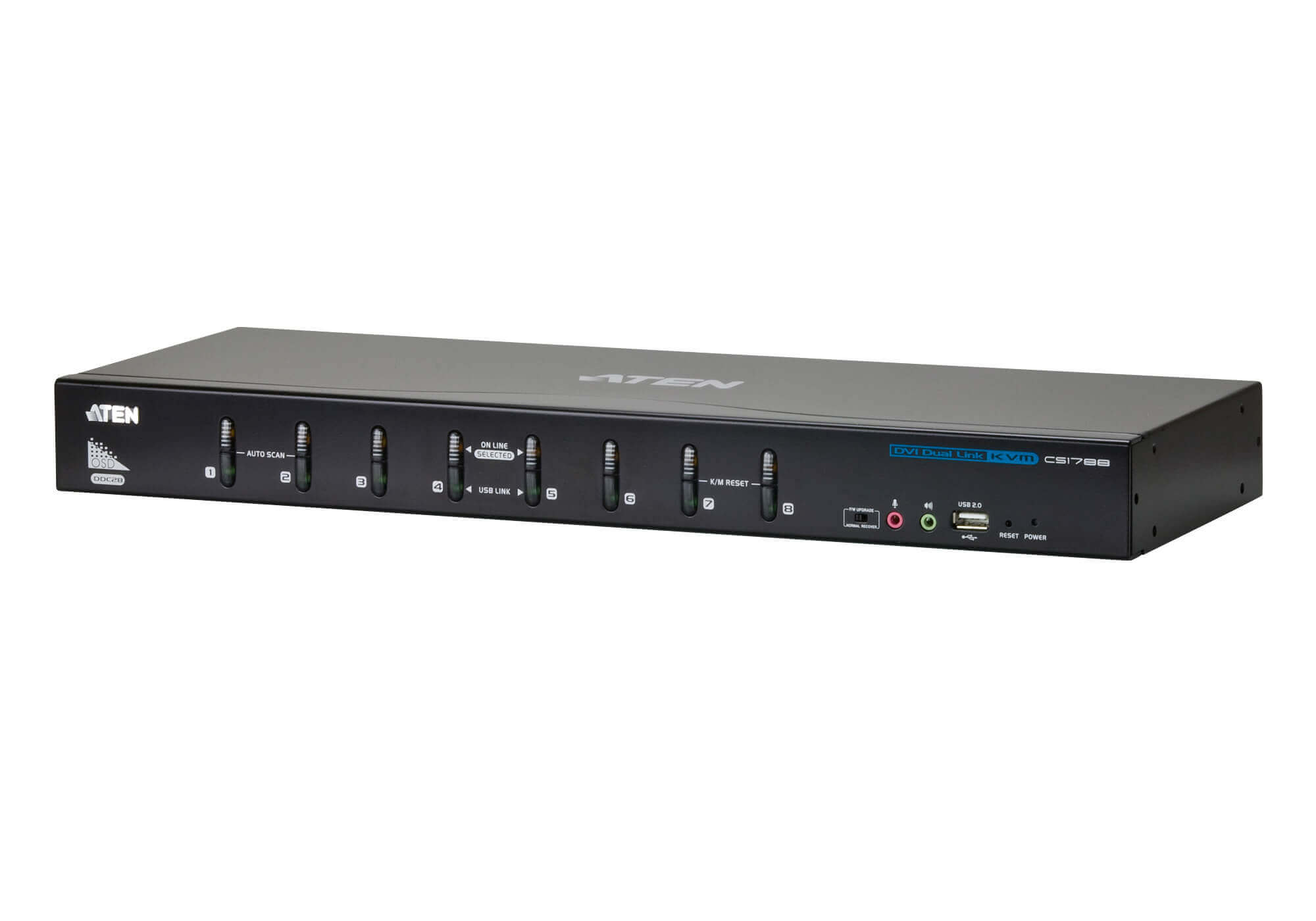 מתג KVM כפול USBDVI עם 8 יציאות USB איכות וידאו ברזולוציות גבוהות ATEN CS1788 (1)