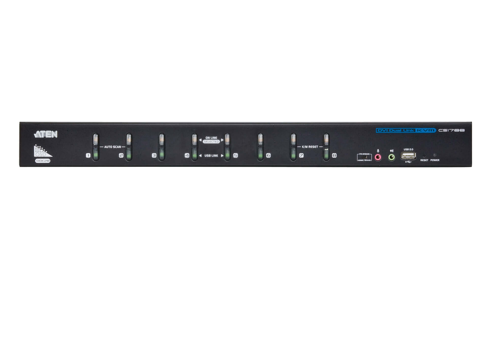 מתג KVM כפול USBDVI עם 8 יציאות USB איכות וידאו ברזולוציות גבוהות ATEN CS1788 (2)