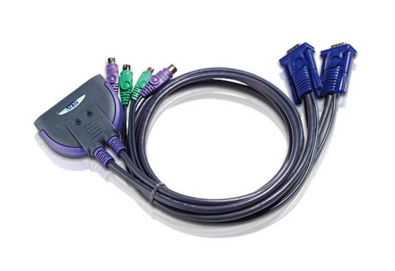 מתג KVM לכבל PS2 עם 2 יציאות VGA באורך 0.9 מטר ATEN CS62S