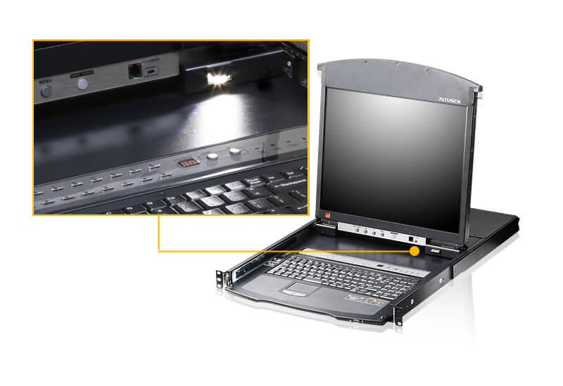 מתג כפול CAT5 LCD KVM עם IP הכולל 8 יציאות 17 אינץ' עד 8 מחשבים ATEN KL1508AiM (3)