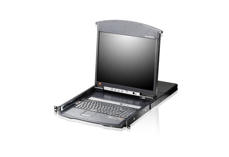 מתג כפול CAT5 LCD KVM עם IP הכולל 8 יציאות 17 אינץ' עד 8 מחשבים ATEN KL1508AiM (4)