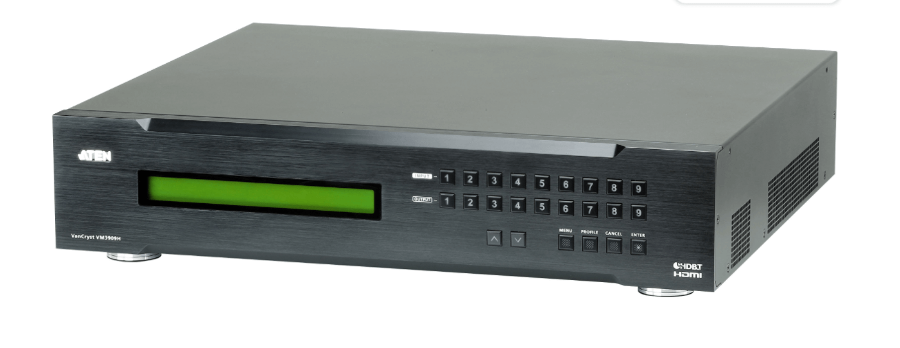 מתג מטריקס HDMI HDBaseT-Lite תומך ב -9 כניסות ברזולוצייה 4K למרחקים ארוכים ATEN VM3909H