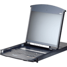 מתג מסילה כפולה LCD KVM כולל 1-מקומי1-מרחוק גישה 16 יציאות רב ממשק Cat 5 מעל IP רזולוציות גבוהות ATEN KL1116V