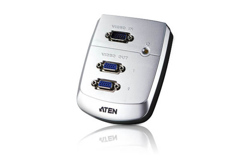 צלחת קיר VGA מפוצלת עם 2 יציאות (250MHz) עד 30 מטרים ATEN VS82