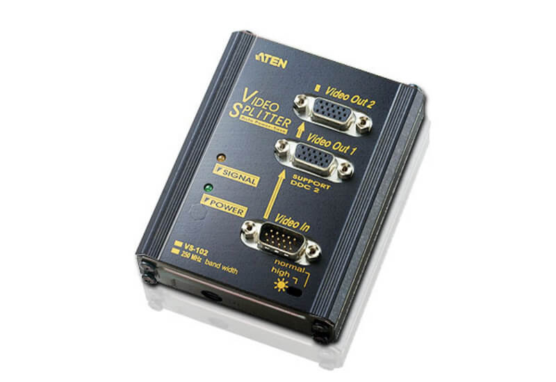 לוח יציאת VGA מפצל 2 יציאות תומך ברוחב פס של עד 250MHz עד 3 רמות ATEN VS102