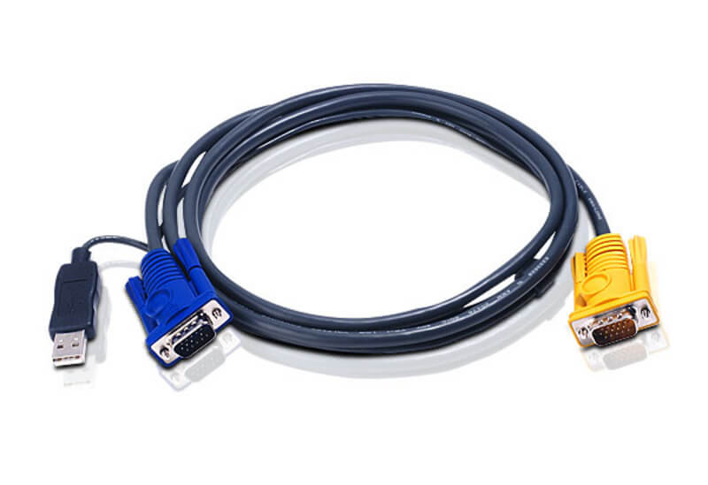 ממיר כבל USB KVM עם 3 ב 1 SPHD וממיר PS2 ל- USB באורך 6 מטר ATEN 2L-5206UP
