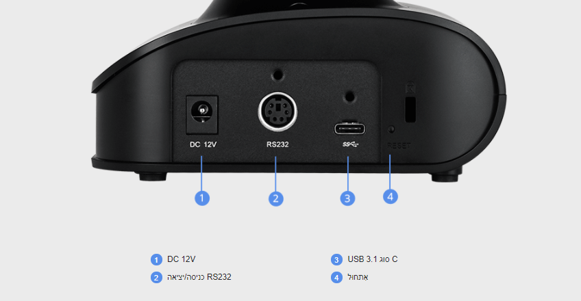 מצלמת רשת חיבור Bluetooth עדשת זכוכית עם מיקרופון מובנה ברזולוציה 4k עם כולל תכונות ניהול AVER VC540 (8)
